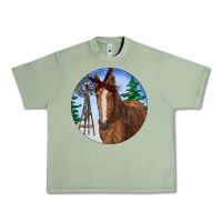 Oil Green Horse Christmas Urban Heavy Tee - RanaPortraitStore