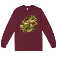Burgundy camouflage and leopard patch  5 Long Sleeve Tee - BundleAndBundleShop