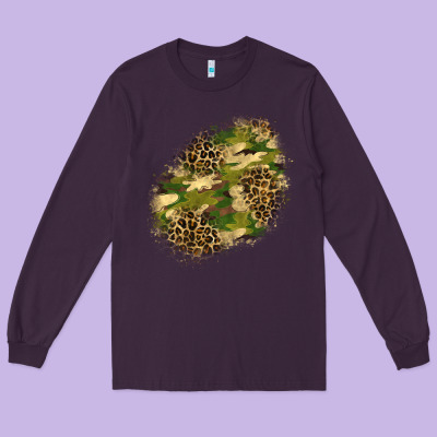 Camouflage And Leopard Patch  5 Long Sleeve Tee Designed By Bundleandbundleshop