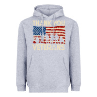 Heather Grey Thank You Veterans American Flag Patriotic Heavyweight Hoodie - baoMotion
