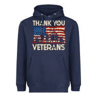 Navy Thank You Veterans American Flag Patriotic Heavyweight Hoodie - baoMotion