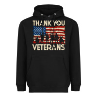 Black Thank You Veterans American Flag Patriotic Heavyweight Hoodie - baoMotion