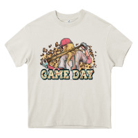 Cream game day baseball leopard Heavy Core Tee - HowdyJamesFarm