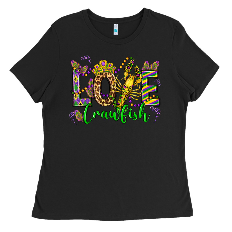 Love Crawfish Mardi Gras Olivia Ladies Tee by OliviaCreatesArt | Teevron