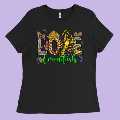 Love Crawfish Mardi Gras Olivia Ladies Tee Designed By Oliviacreatesart