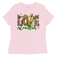 Bubblegum Pink love crawfish mardi gras olivia Ladies Tee - OliviaCreatesArt