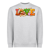 Heather Grey love with hamburger Heavyweight Sweatshirt - AdoDesignShop