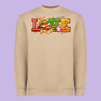 Love With Hamburger Heavyweight Sweatshirt Designed By Adodesignshop