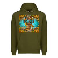 Army Green Western Faith Cross Butterfly Premium Hoodie - LillyAllenDesigns