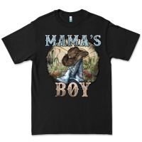Black Mama's Boy western Cowboy boots cactus Premium Tee - HowdyJamesFarm