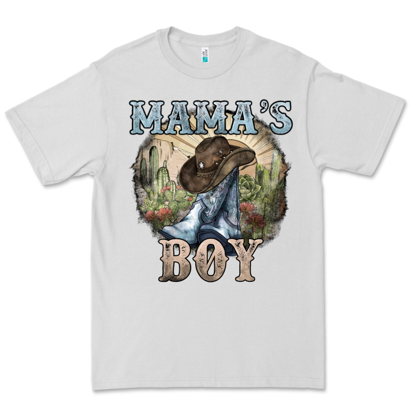 Mama's Boy Western Cowboy Boots Cactus Premium Tee by HowdyJamesFarm | Teevron