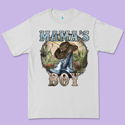 Mama's Boy Western Cowboy Boots Cactus Premium Tee Designed By Howdyjamesfarm