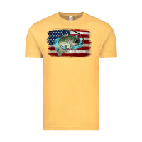 Vintage Mustard American Flag Fish Vintage Tee - Jasminsmagicworld