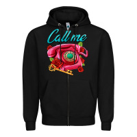 Black call me roses and pink telephone Zipper Hoodie - AdoDesignShop