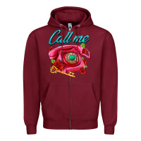 Burgundy call me roses and pink telephone Zipper Hoodie - AdoDesignShop