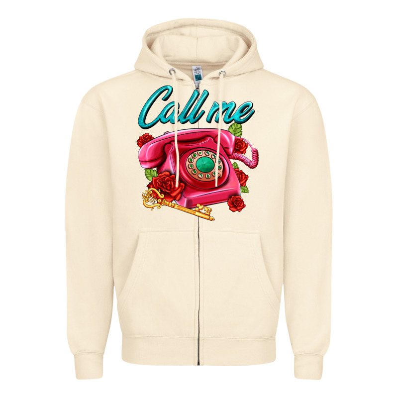 Call Me Roses And Pink Telephone Zipper Hoodie by AdoDesignShop | Teevron