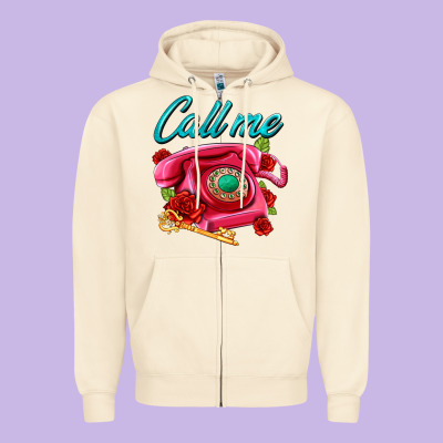 Call Me Roses And Pink Telephone Zipper Hoodie Designed By Adodesignshop