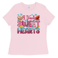 Bubblegum Pink i teach sweet hearts olivia Ladies Tee - OliviaCreatesArt