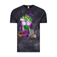 Cloud Black Halloween Cold Drink Frappe With Tombstone Vintage Tee - FaDigitalArtStudio
