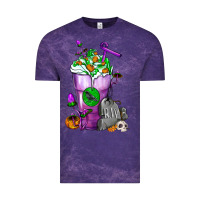 Cloud Purple Halloween Cold Drink Frappe With Tombstone Vintage Tee - FaDigitalArtStudio