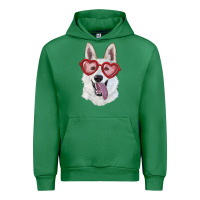 Emerald White shepherd with love glasses Urban Hoodie - RanaPortraitStore