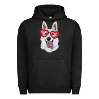 Pigment Black White shepherd with love glasses Urban Hoodie - RanaPortraitStore