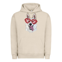 Pigment French Oak White shepherd with love glasses Urban Hoodie - RanaPortraitStore