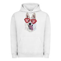 Pigment Lunar Rock White shepherd with love glasses Urban Hoodie - RanaPortraitStore