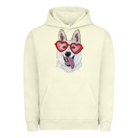 Pigment Pistachio White shepherd with love glasses Urban Hoodie - RanaPortraitStore