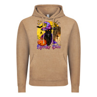 Vintage Coffee spooky babe black witch cat Vintage Hoodie - BundleAndBundleShop