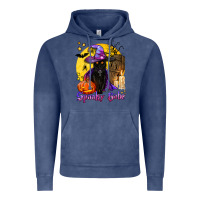 Vintage Denim spooky babe black witch cat Vintage Hoodie - BundleAndBundleShop