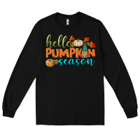 Black hello pumpkin season Long Sleeve Tee - BundleAndBundleShop