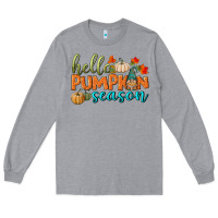 Heather Grey hello pumpkin season Long Sleeve Tee - BundleAndBundleShop
