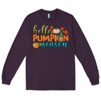 Plum hello pumpkin season Long Sleeve Tee - BundleAndBundleShop