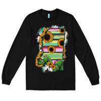 Black Mississippi Map Sunflower Cactus Serape Long Sleeve Tee - RanaPortraitStore