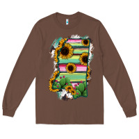 Chestnut Mississippi Map Sunflower Cactus Serape Long Sleeve Tee - RanaPortraitStore