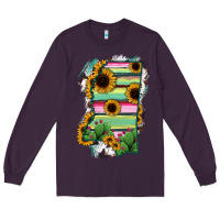 Plum Mississippi Map Sunflower Cactus Serape Long Sleeve Tee - RanaPortraitStore