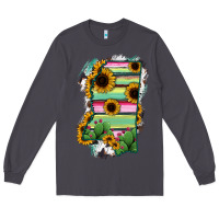 Smoke Mississippi Map Sunflower Cactus Serape Long Sleeve Tee - RanaPortraitStore