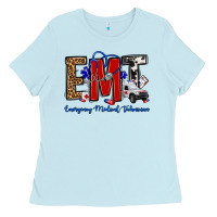 Baby Blue emt emergency medical technician Ladies Tee - OliviaCreatesArt