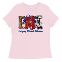 Bubblegum Pink emt emergency medical technician Ladies Tee - OliviaCreatesArt