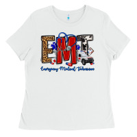 White emt emergency medical technician Ladies Tee - OliviaCreatesArt