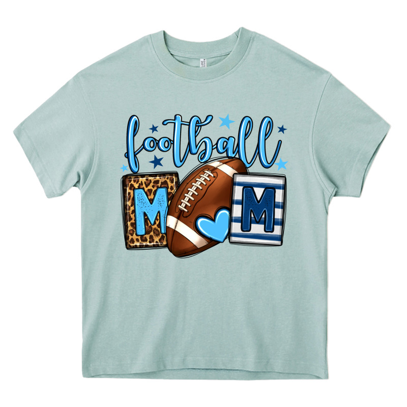 Football Mom Blue Team Color Heavy Core Tee by HowdyJamesFarm | Teevron