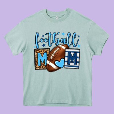Football Mom Blue Team Color Heavy Core Tee Designed By Howdyjamesfarm