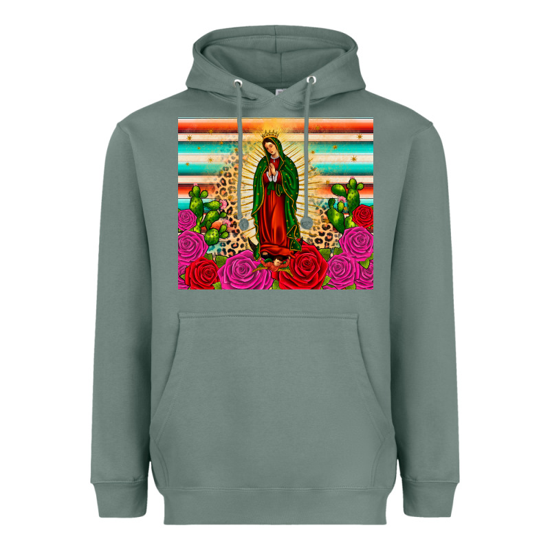 Our Lady Of Guadalupe Cactus Leopard Heavyweight Hoodie by JahusDesignShop | Teevron