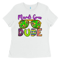 White mardi gras dude olivia Ladies Tee - OliviaCreatesArt