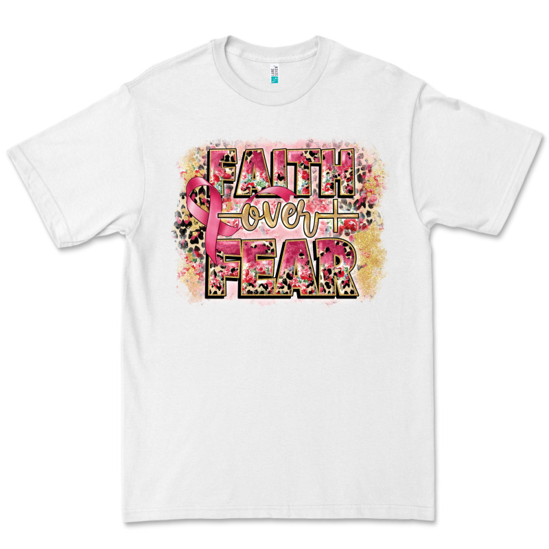 Faith Over Fear Breast Cancer 12 Inches 300 Dpi Premium Tee by CowGirlArtShop | Teevron