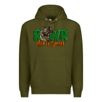 Army Green Rawr Dinosaur Premium Hoodie - LillyAllenDesigns