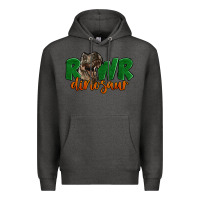 Charcoal Heather Rawr Dinosaur Premium Hoodie - LillyAllenDesigns