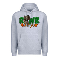Heather Grey Rawr Dinosaur Premium Hoodie - LillyAllenDesigns