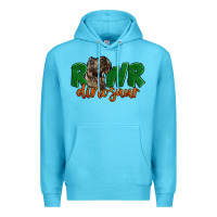 Ocean Blue Rawr Dinosaur Premium Hoodie - LillyAllenDesigns